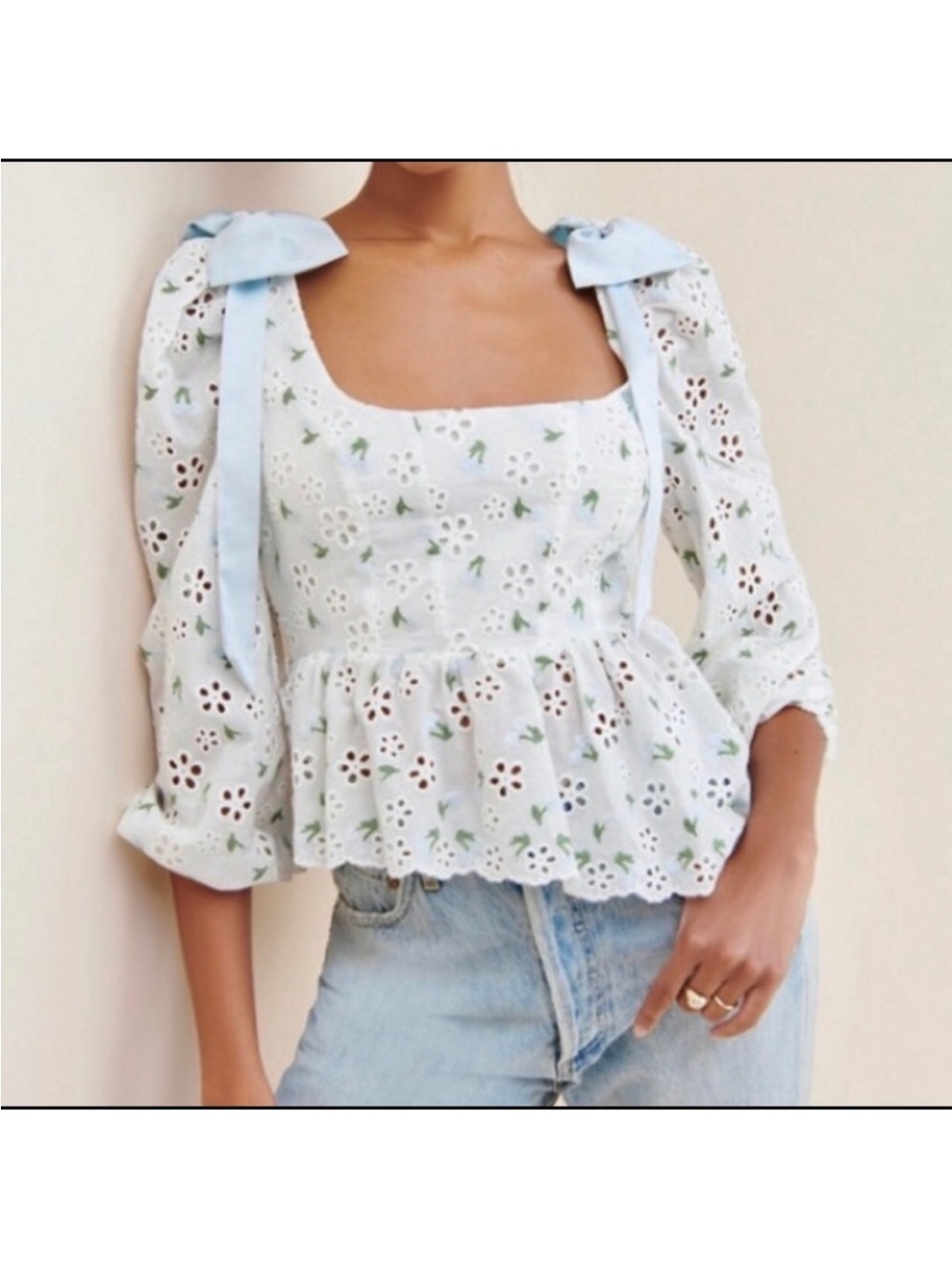 For Love & Lemons Wild Cherry Ribbon Blouse Top XS